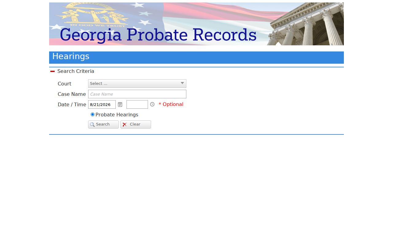 Ashburn court docket comparison with Georgia hearing search fields