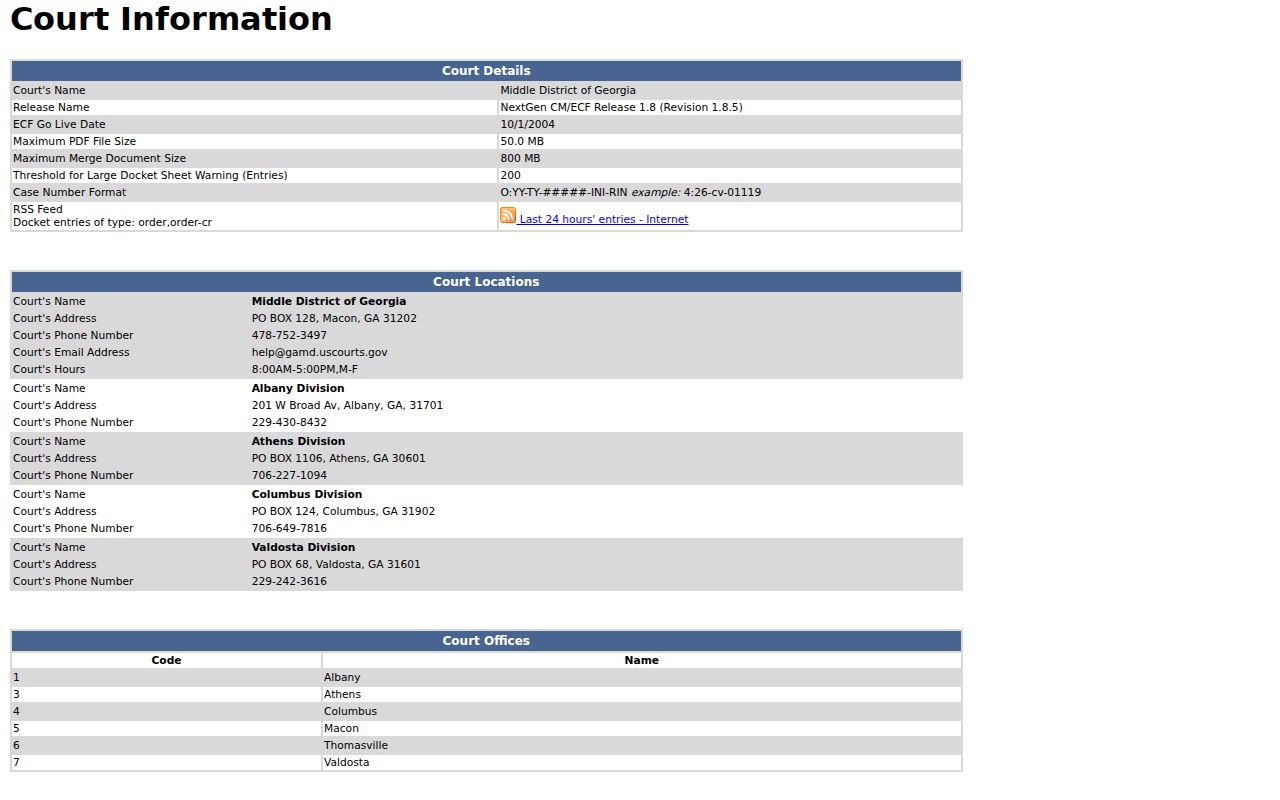 Turner County case search Middle District court information
