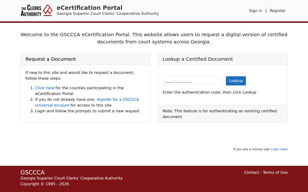 Turner County court records eCertification access gate