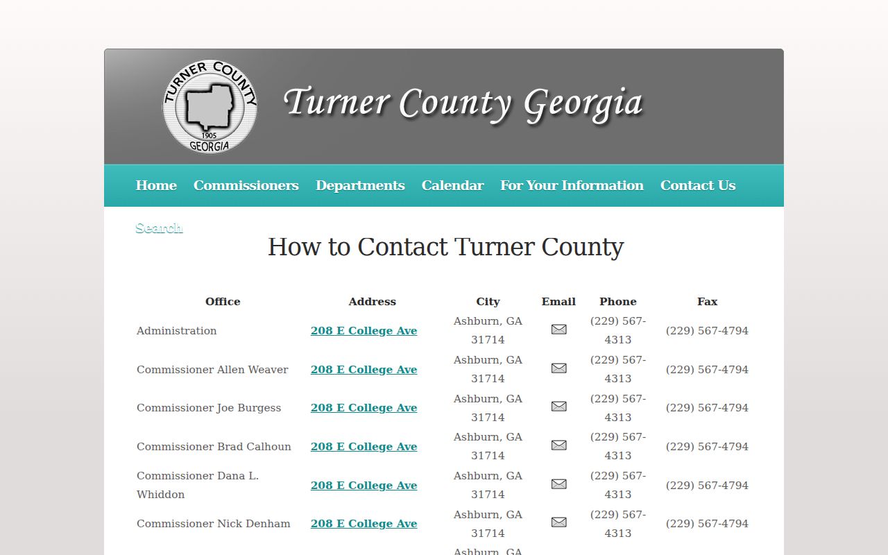 Turner County court docket office contact list