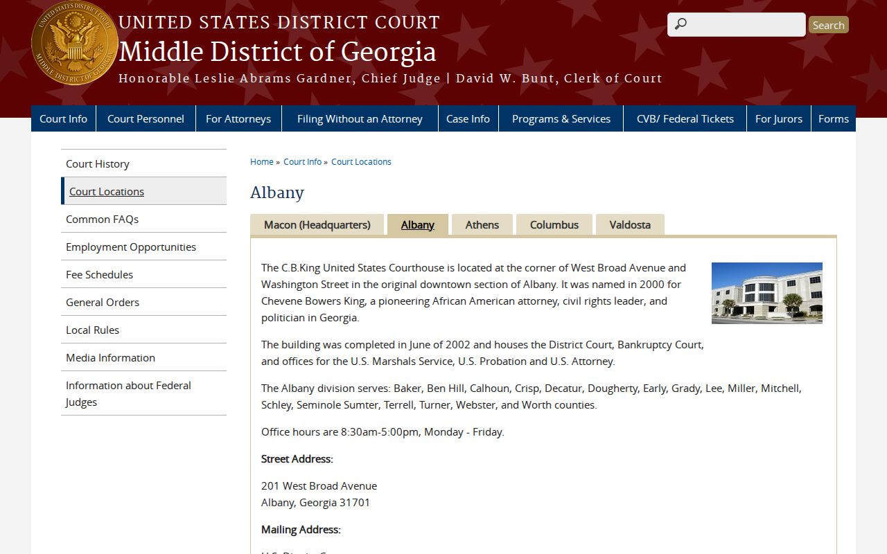 Rebecca court docket federal Albany office boundary