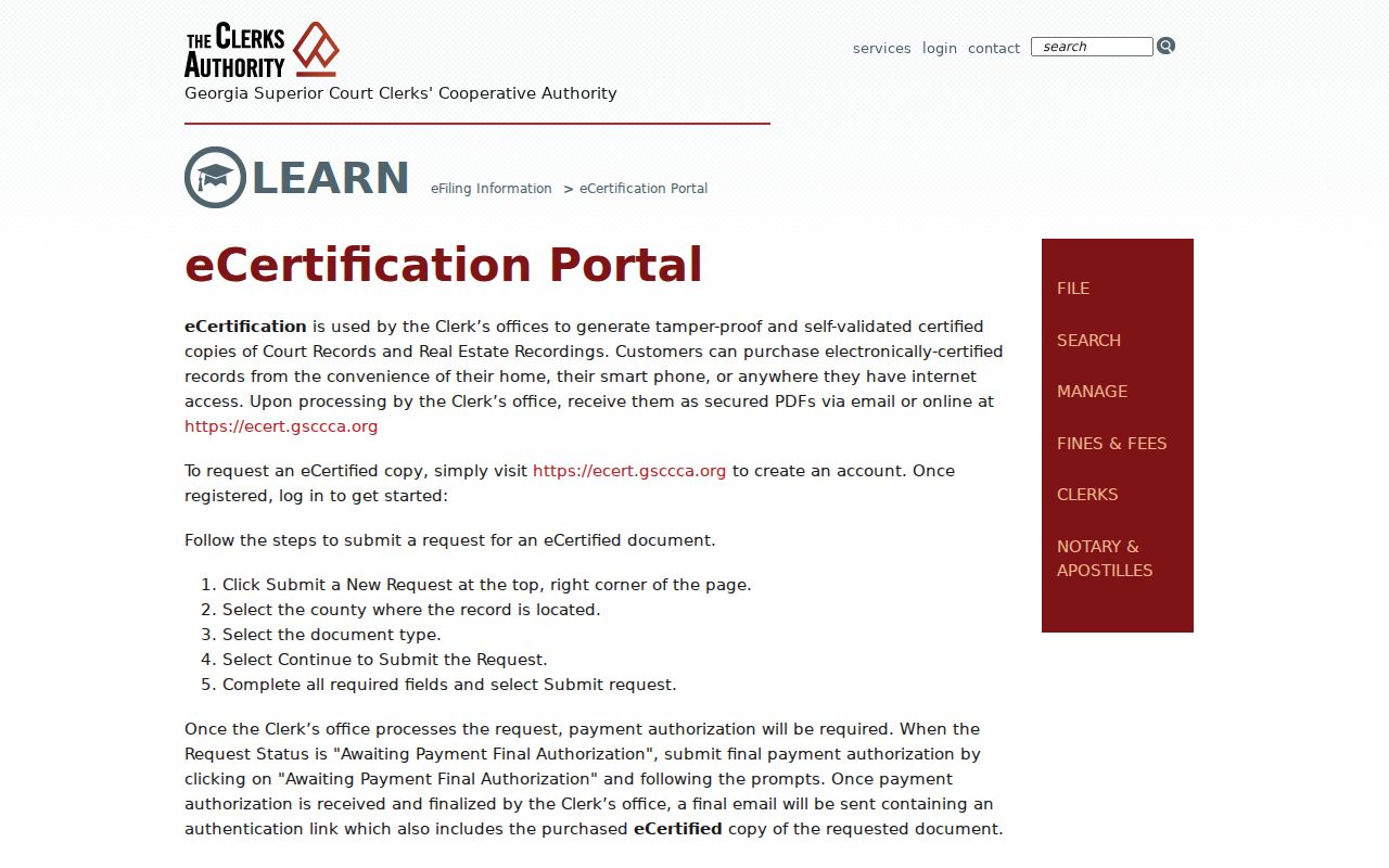 Rebecca court docket comparison with Georgia eCertification route