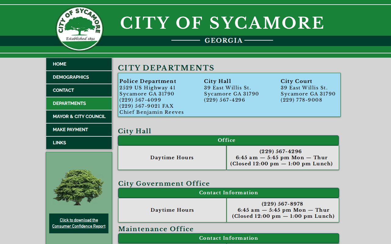 Sycamore court docket City Court department and office hours